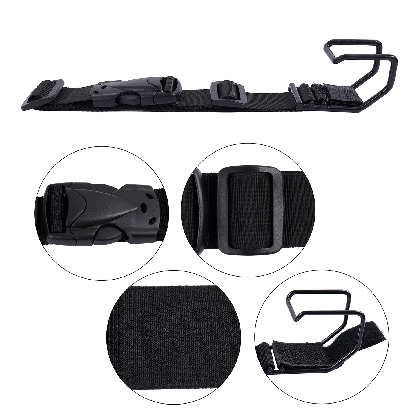 Luggage Hook Strap – Adjustable J Hook Add-a-Bag Strap for Suitcase, Hands-Free Travel Accessory for Carry-On & Extra Bags (Black, Medium)