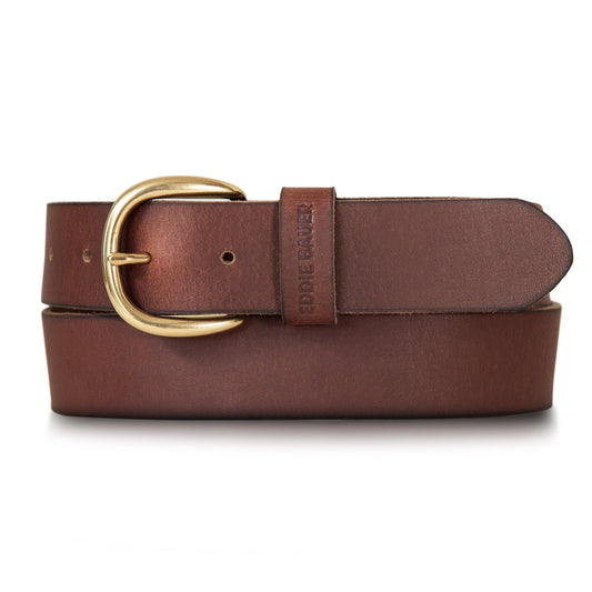 Eddie Bauer Women's Casual Leather Belts with Durable Metal Buckle, Classic Leather - Tan, Large