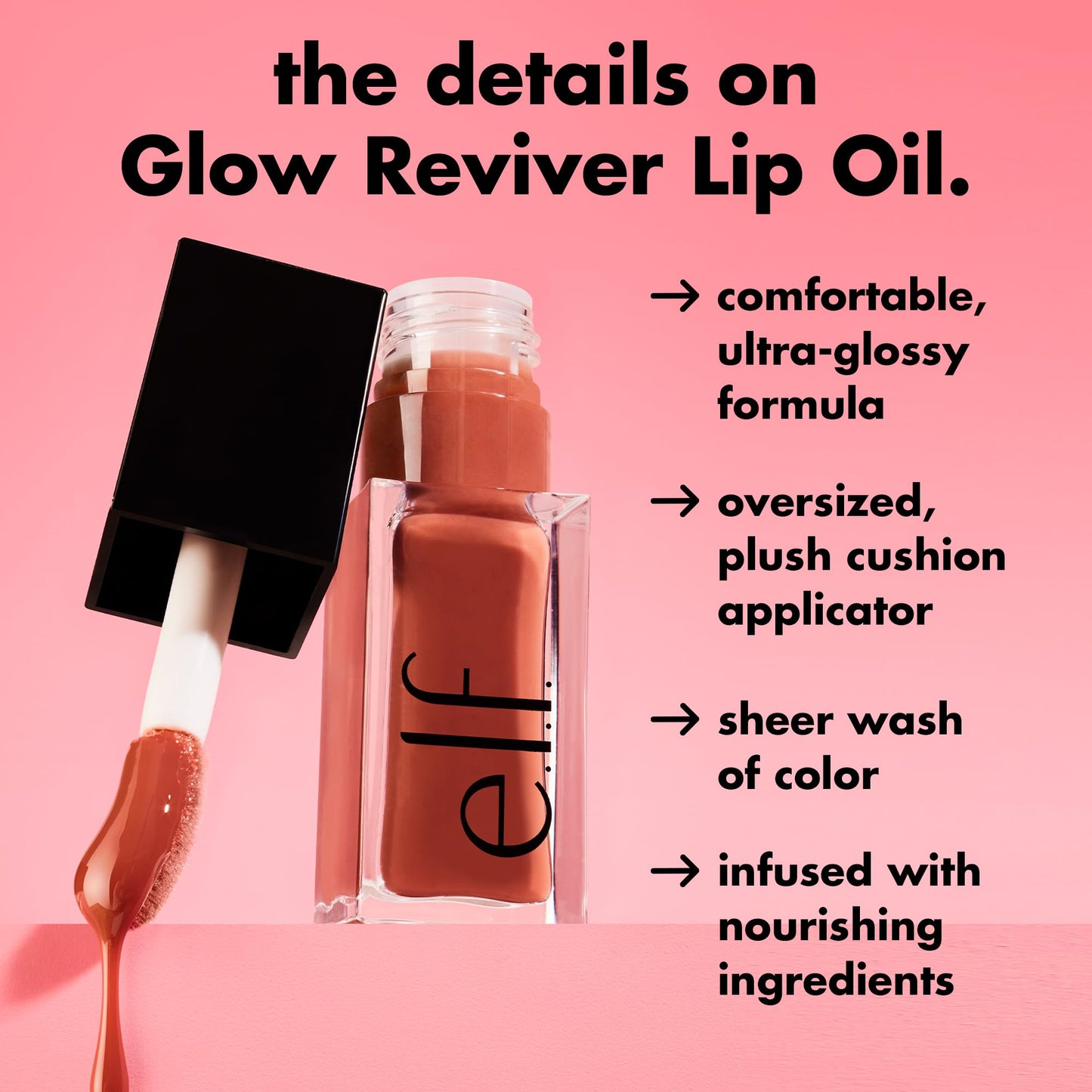 e.l.f. Glow Reviver Lip Oil, Nourishing Tinted Lip Oil For A High-shine Finish, Infused With Jojoba Oil, Vegan & Cruelty-free, Honey Talks