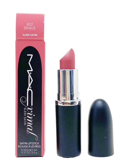 MAC Cosmetics Ximal Sleek Satin Lipstick - 802 Brave (Pink beige with a white pearl) 0.12 Oz / 3.5 g