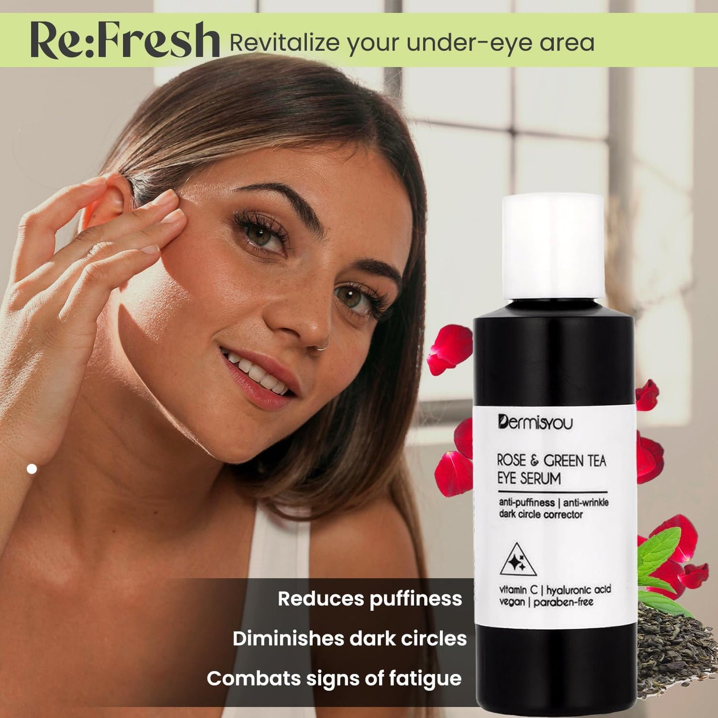 Eye Serum with Rose & Green Tea 1.33 oz Beauty & Personal Care Dermisyou