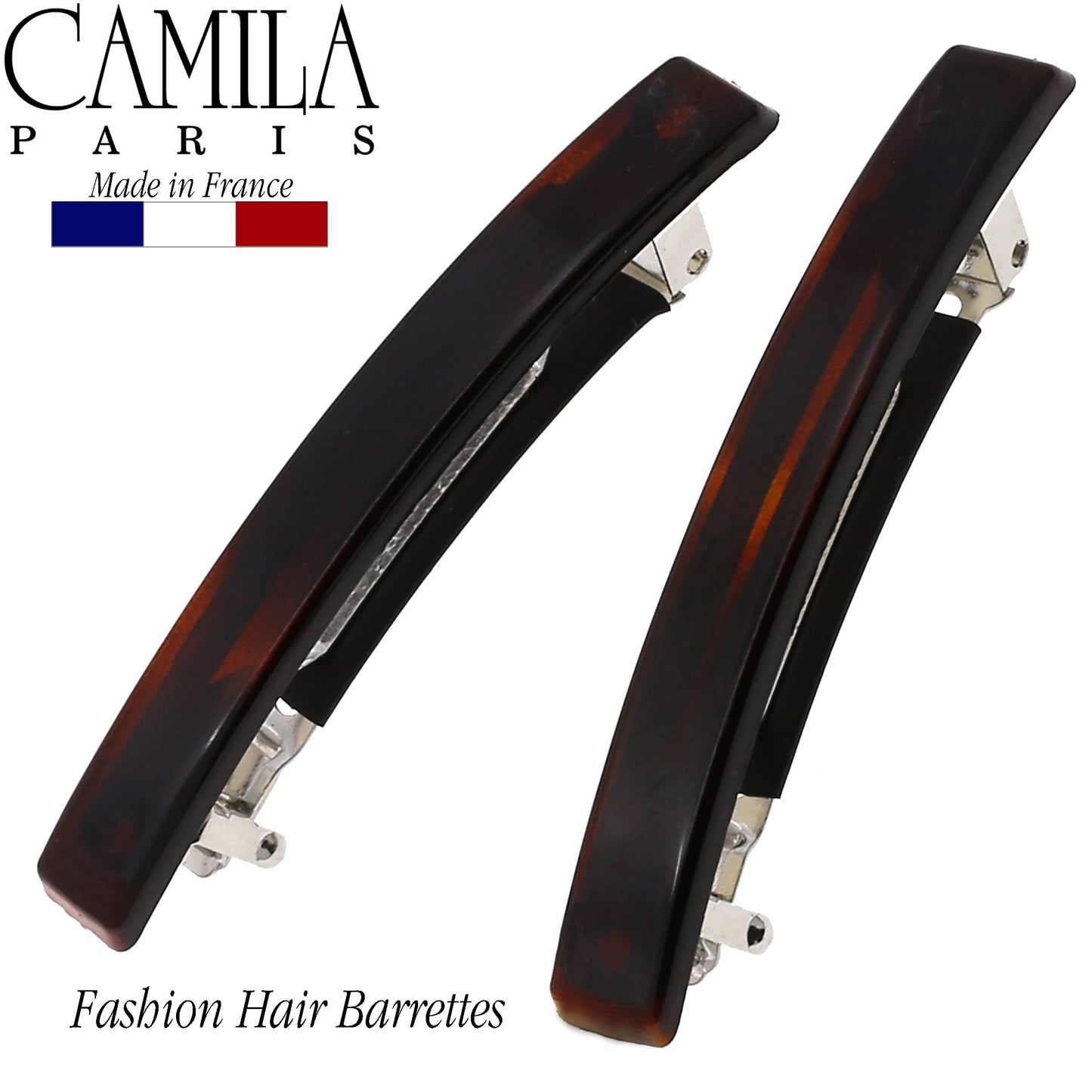 Camila Paris AD1/2 French Hair Barrette Clip for Girls, Set of 2 Rubberized Metal Clasp Strong Hold Grip Hair Clips for Women, No Slip Durable Styling