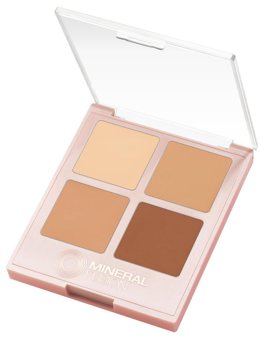 Mineral Fusion Makeup Cream Concealer Eye Palette Quad - 4 Warm to Dark Shades - Decadence - Blemish Concealer & Under Eye Brightener - With Vitamin C