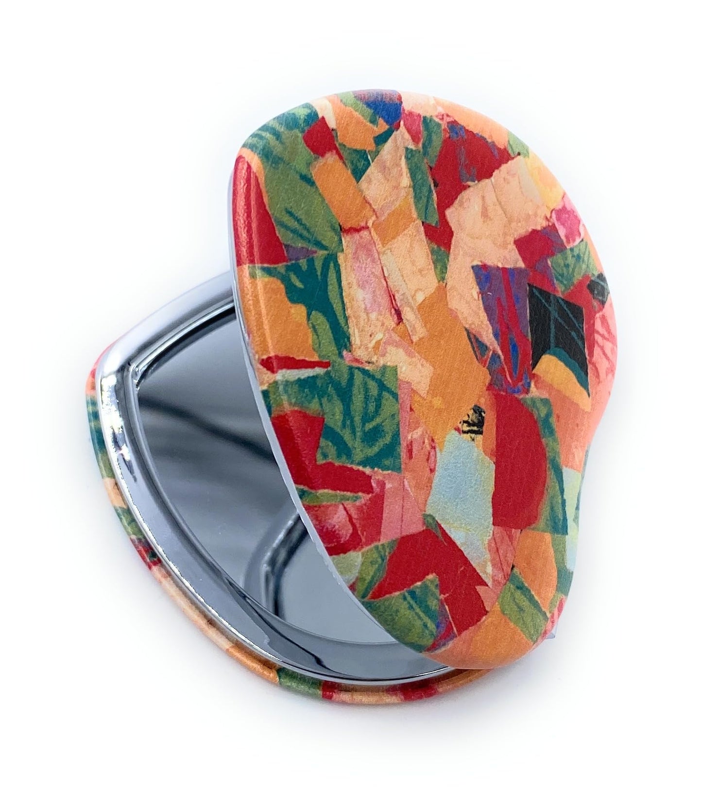 Aeisage Compact Mirror Heart Shape Pocket Mirror Floral Purse Mirror Small Travel Mirror Abstractive Art Print Meaningful Gift for Women