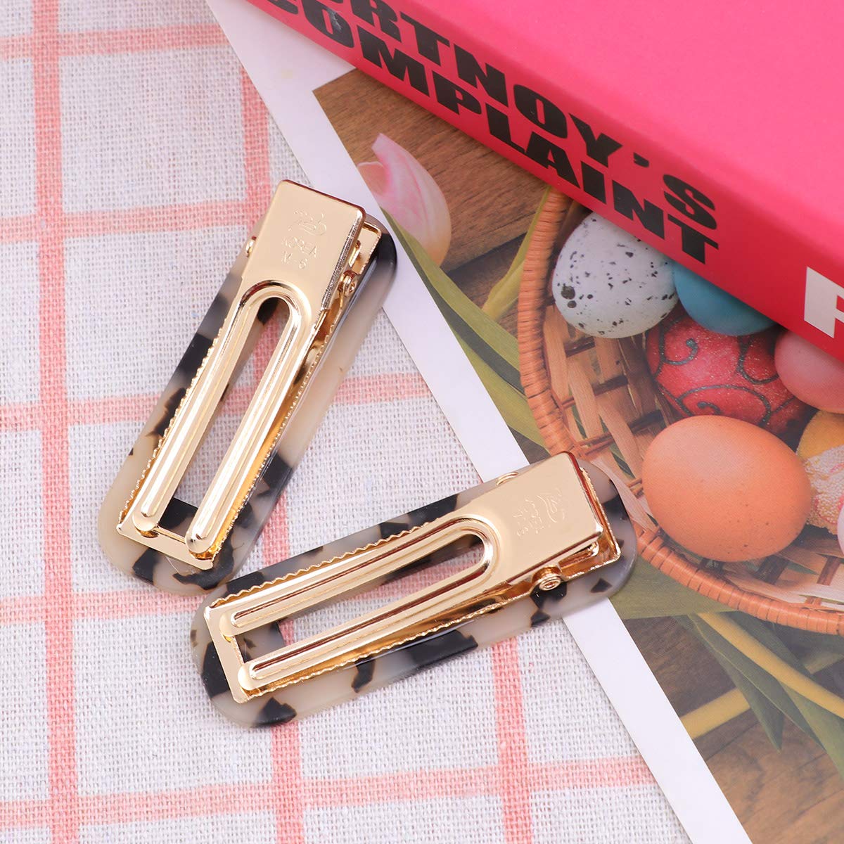 2 Pcs Tortoise Shell Hair Clips Leopard Barrettes Vintage Hair Clip for Girls