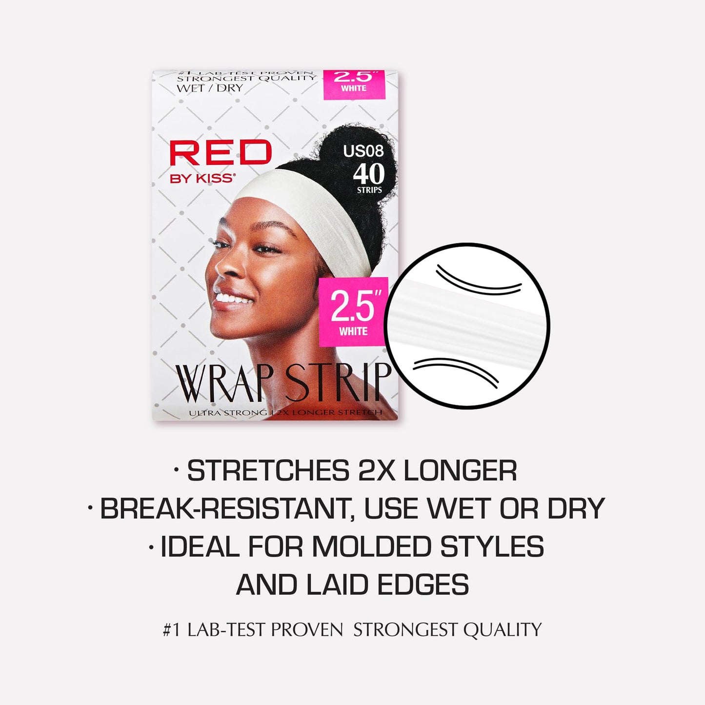 Red by Kiss Hair Wrapping Strip, Ultra Strong 2X Longer Stretch, 40 Strips, Suitable for Wet/Dry Hair, White, Styling Paper for Sleek Hairstyles Beauty and Personal Care Red by Kiss