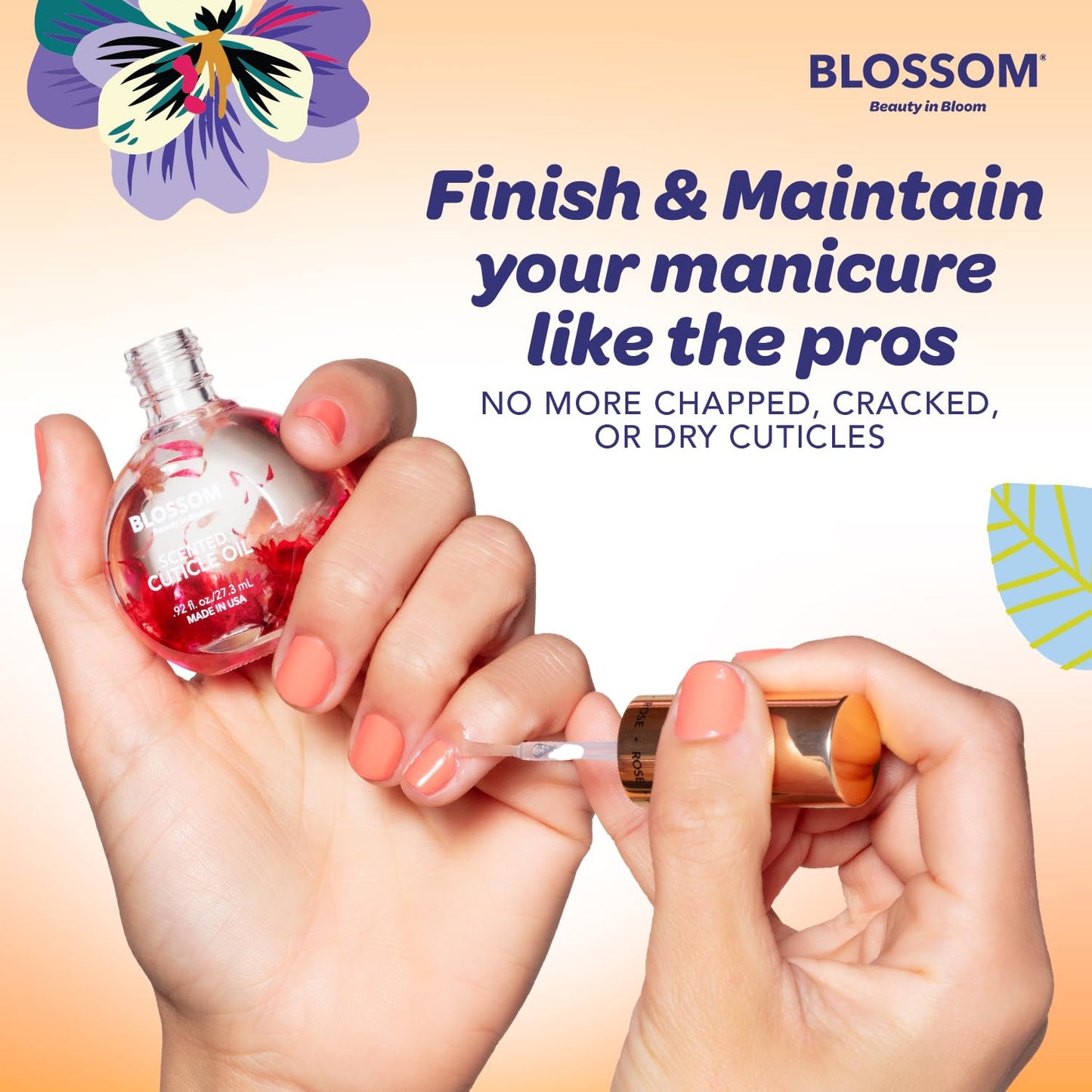 Blossom Cuticle Oil for Nails, Hydrating, Moisturizing, Scented Nail Oil Cuticle Care, Infused with Real Flowers, Made in USA, 0.5 fl. oz, Amazon