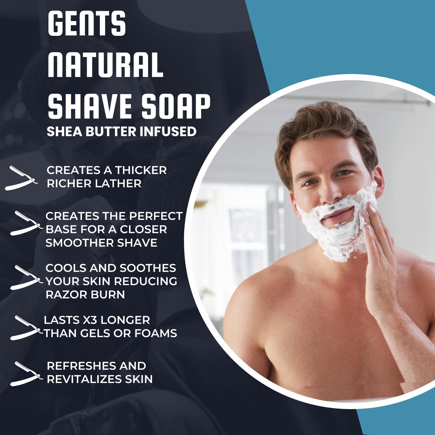 GENTS Natural Fragrance Free & Lavender Citrus Shaving Soap with Shea Butter for Sensitive Skin Shave Soap for Men (Pack of 2) Beauty and Personal Care G.B.S