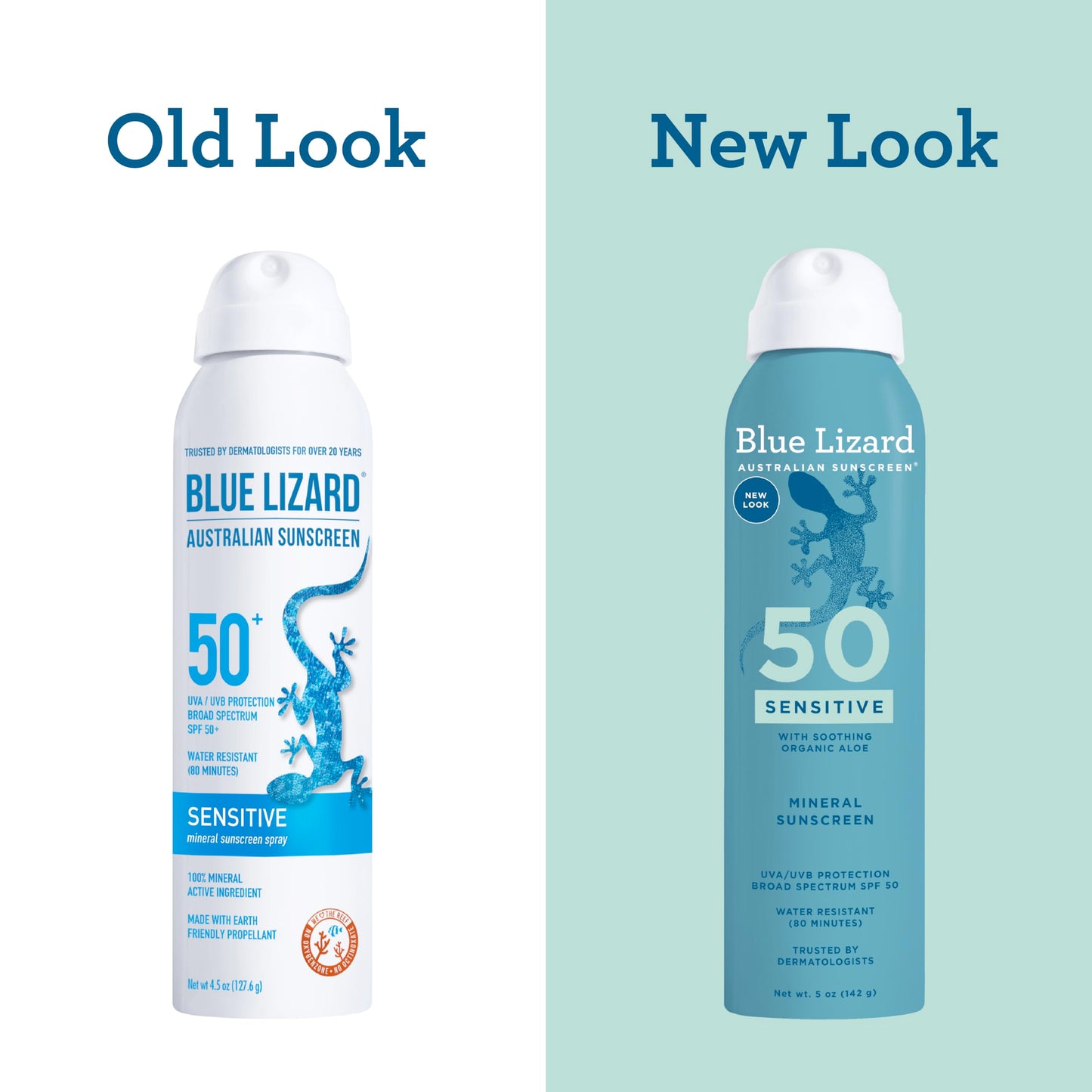 Blue Lizard Sensitive Mineral SPF 50 Spray, Dermatologist-Recommended Brand, Broad-Spectrum UVA/UVB Protection, Water-Resistant, Zinc Oxide Formula, 5