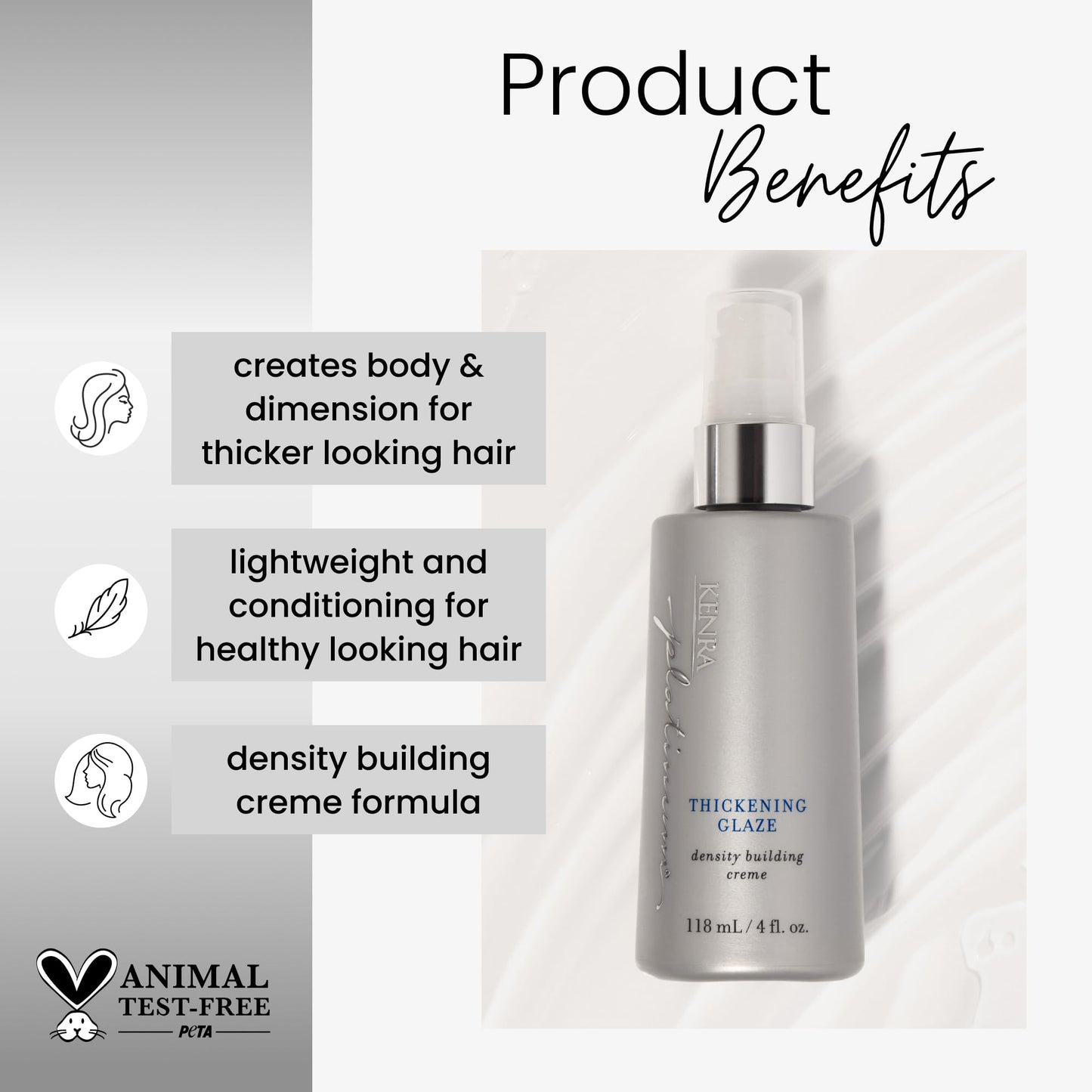 Kenra Professional Platinum Thickening Glaze | Volumizing Styler | Adds Fullness & Body | Lightweight Conditioning | Density Building For Thick