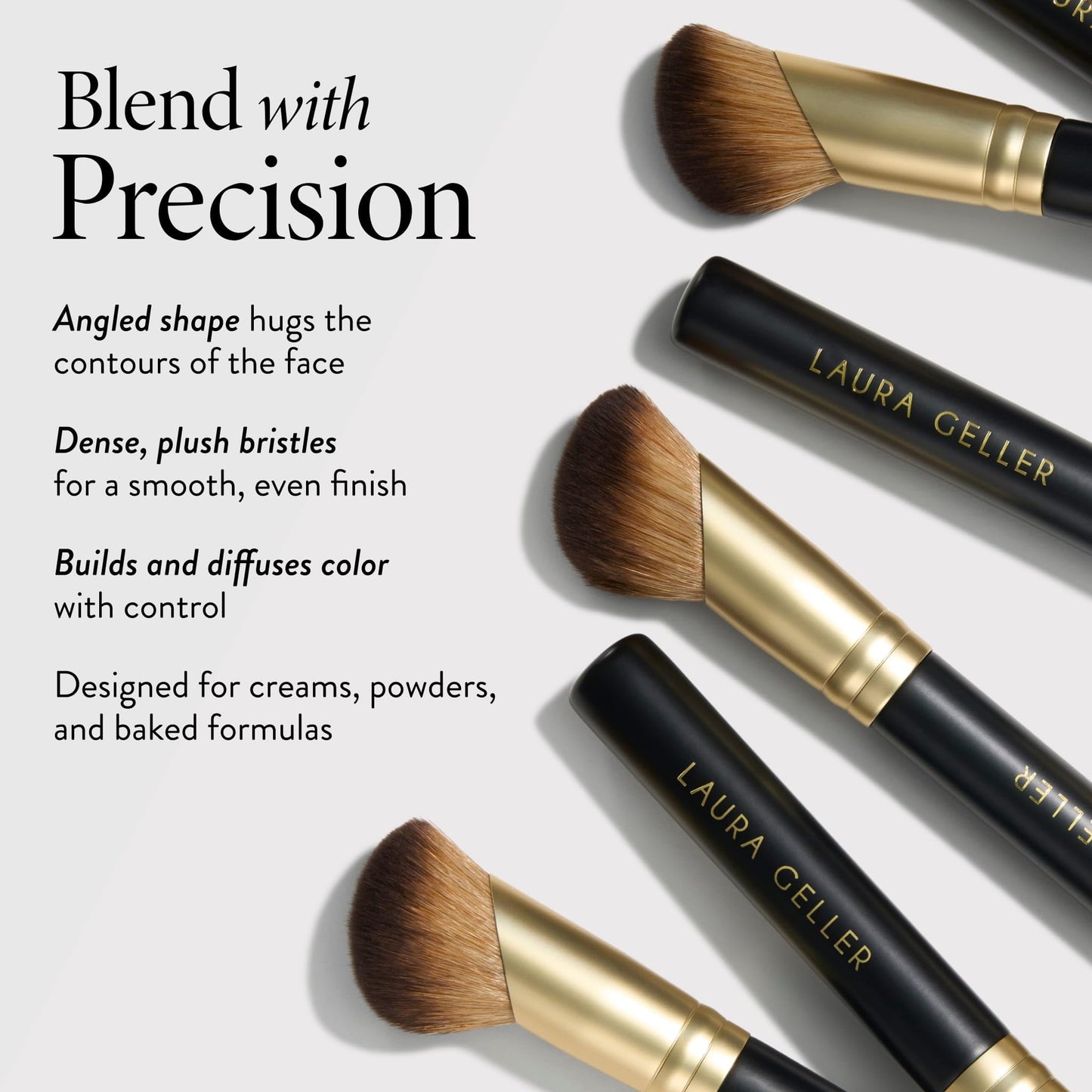 LAURA GELLER NEW YORK Sculpting Face Brush - Angled Makeup Brush for Blending & Contouring - Dense Vegan Bristles - For Cream, Powder & Baked Formulas