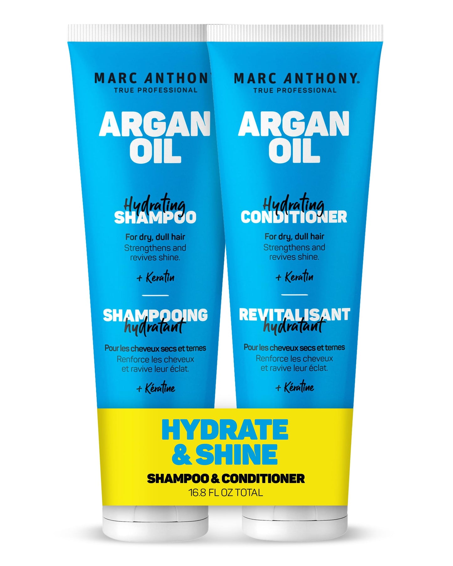 Marc Anthony Argan Oil Shampoo & Conditioner Set with Keratin - Moisturizing & Hydrating for Dry, Dull Hair - Repairs, Strengthens & Revives Shine