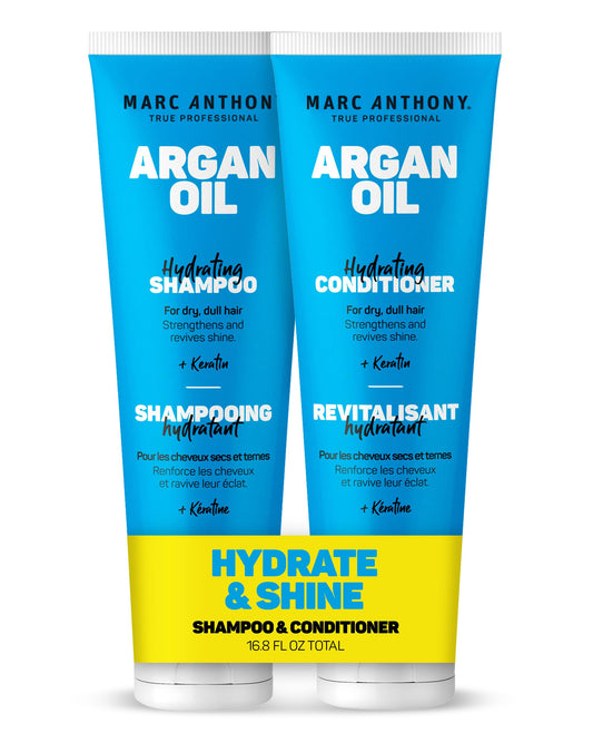 Marc Anthony Argan Oil Shampoo & Conditioner Set with Keratin - Moisturizing & Hydrating for Dry, Dull Hair - Repairs, Strengthens & Revives Shine