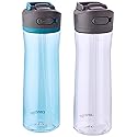 Contigo Ashland 2.0 Leak-Proof Water Bottle with Lid Lock and Angled Straw, Dishwasher Safe, Interchangeable Lid, 2-Pack, 24oz, Juniper/Sake