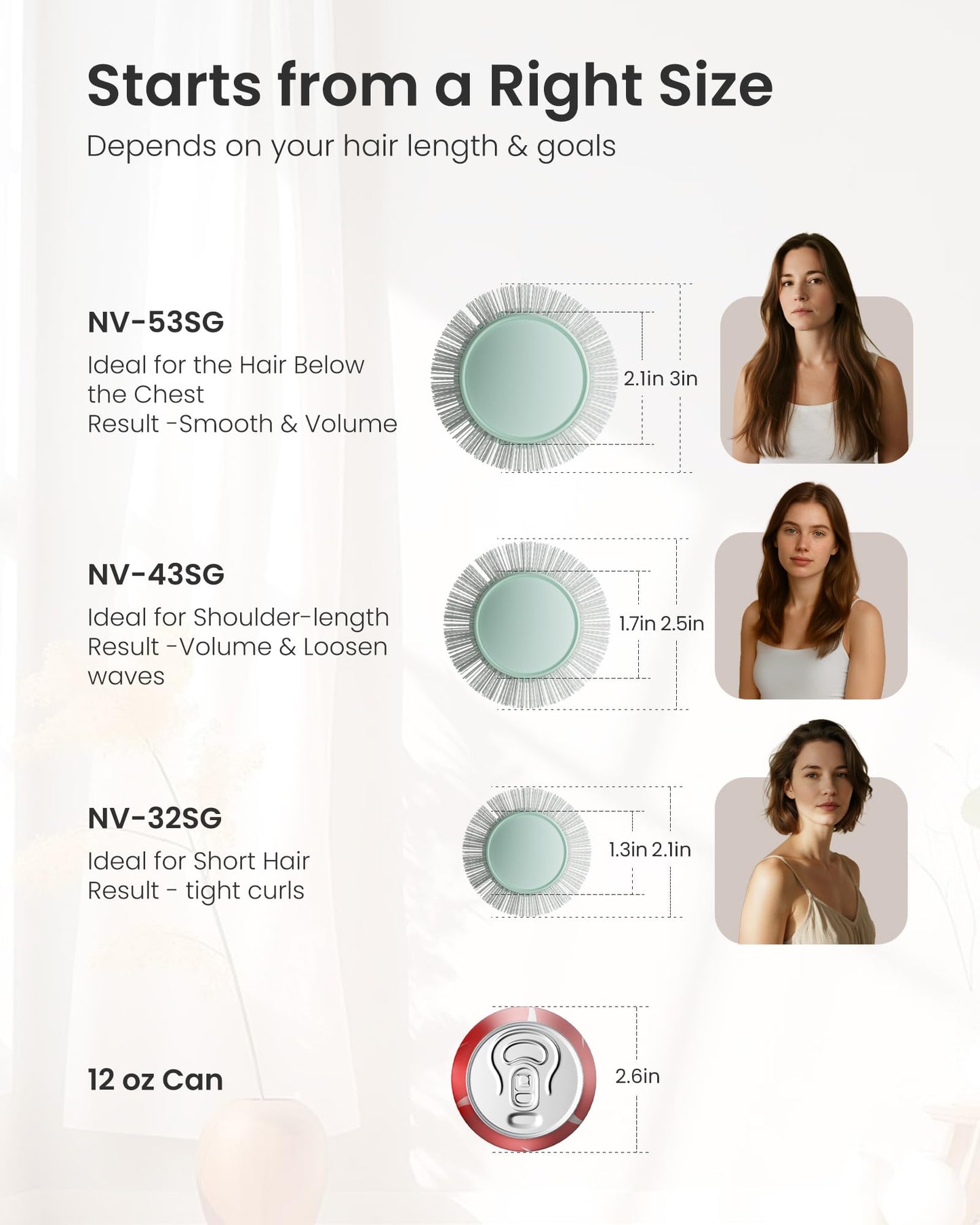 AIMIKE NaturaVol Round Brush for Blow Out, Round Hair Brush Nano Thermal Ceramic & Ionic Tech, for Blow Drying & Salon-like Styling at-home, Maximum Beauty and Personal Care AIMIKE