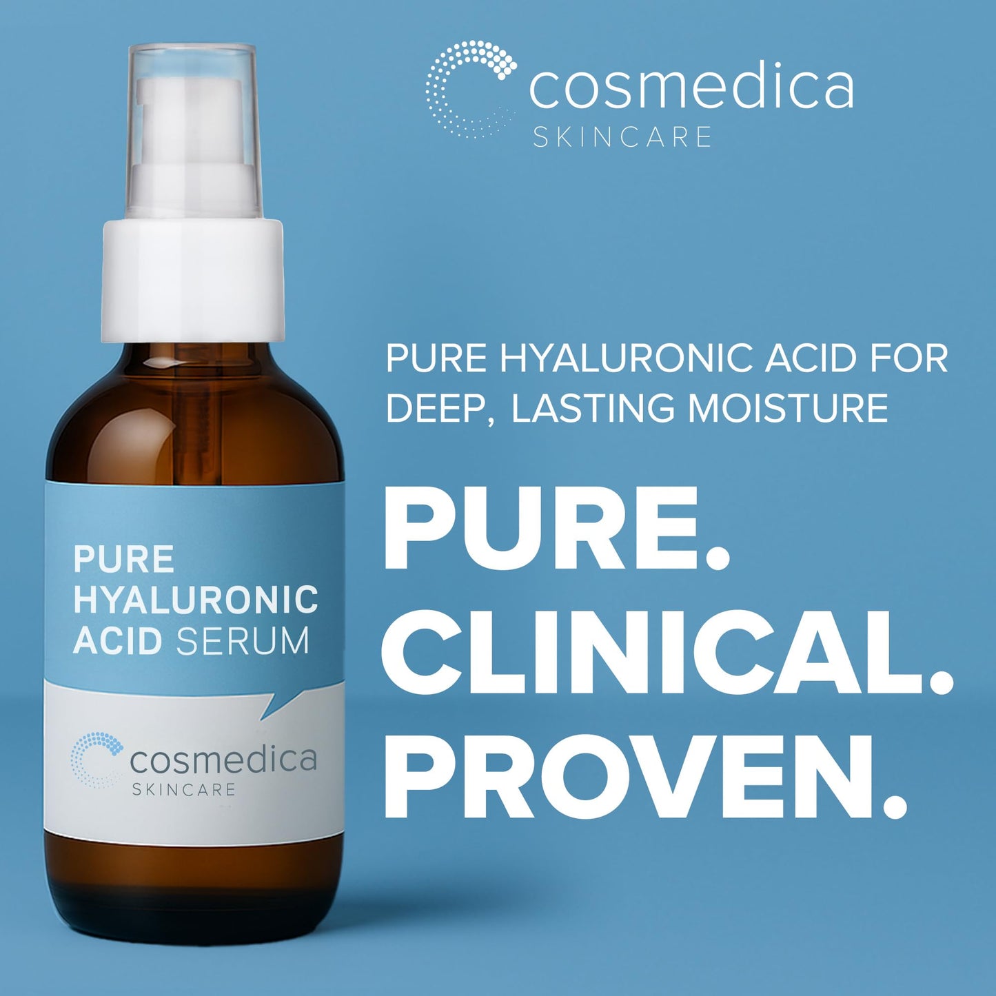 Cosmedica Hyaluronic Acid Serum for Skin - 4 Fl. Oz Hydrating Facial Moisturizer with Anti-Aging Skin Care Properties. Beauty and Skin Care