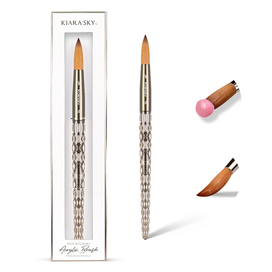 Kiara Sky Kolinsky Acrylic Nail Brush #16 - Pure Kolinsky Sable Hair, Black Crystal Handle, Acetone Resistant, for Acrylic Application, Extensions Beauty & Personal Care KIARA SKY