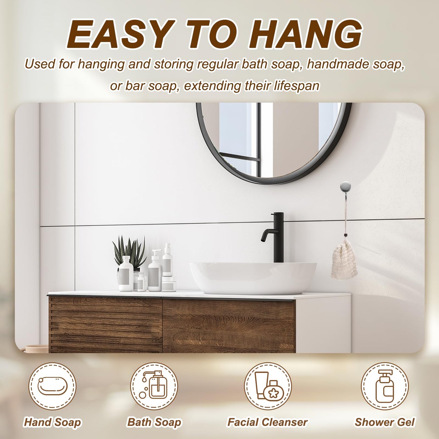 uxcell 20 Pcs Soap Saver Bag, 5.5"x4.7" Mesh Soap Bag with Drawstring White Wooden Bead Cotton Scrubber Pouch Exfoliating Net for Body Shower Foaming Beauty and Personal Care uxcell