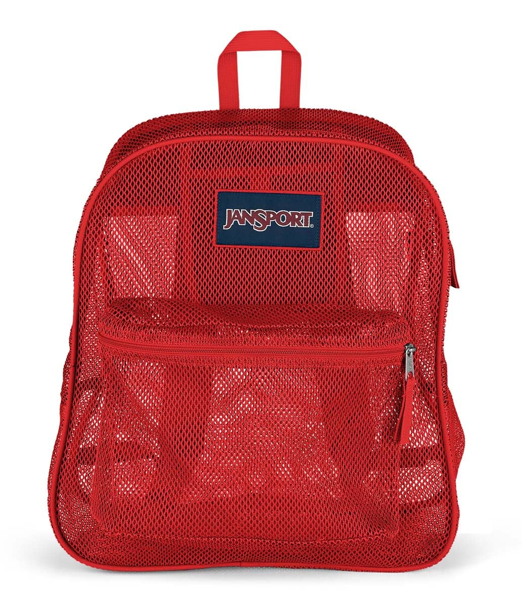 JanSport Mesh Pack - See Through Backpack Ideal for Class, Work, Travel, or Beach Outings, Red Tape