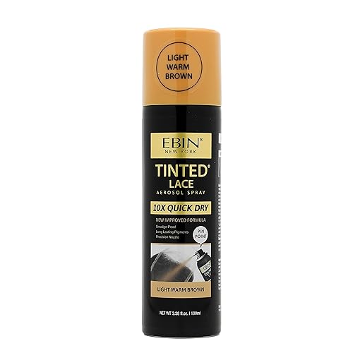 EBIN NEW YORK Tinted Lace Spray 3.38oz/ 100ml - Light Warm Brown | Quick Drying, Water Resistant, No Residue, Even Application, Matching Skin Tone