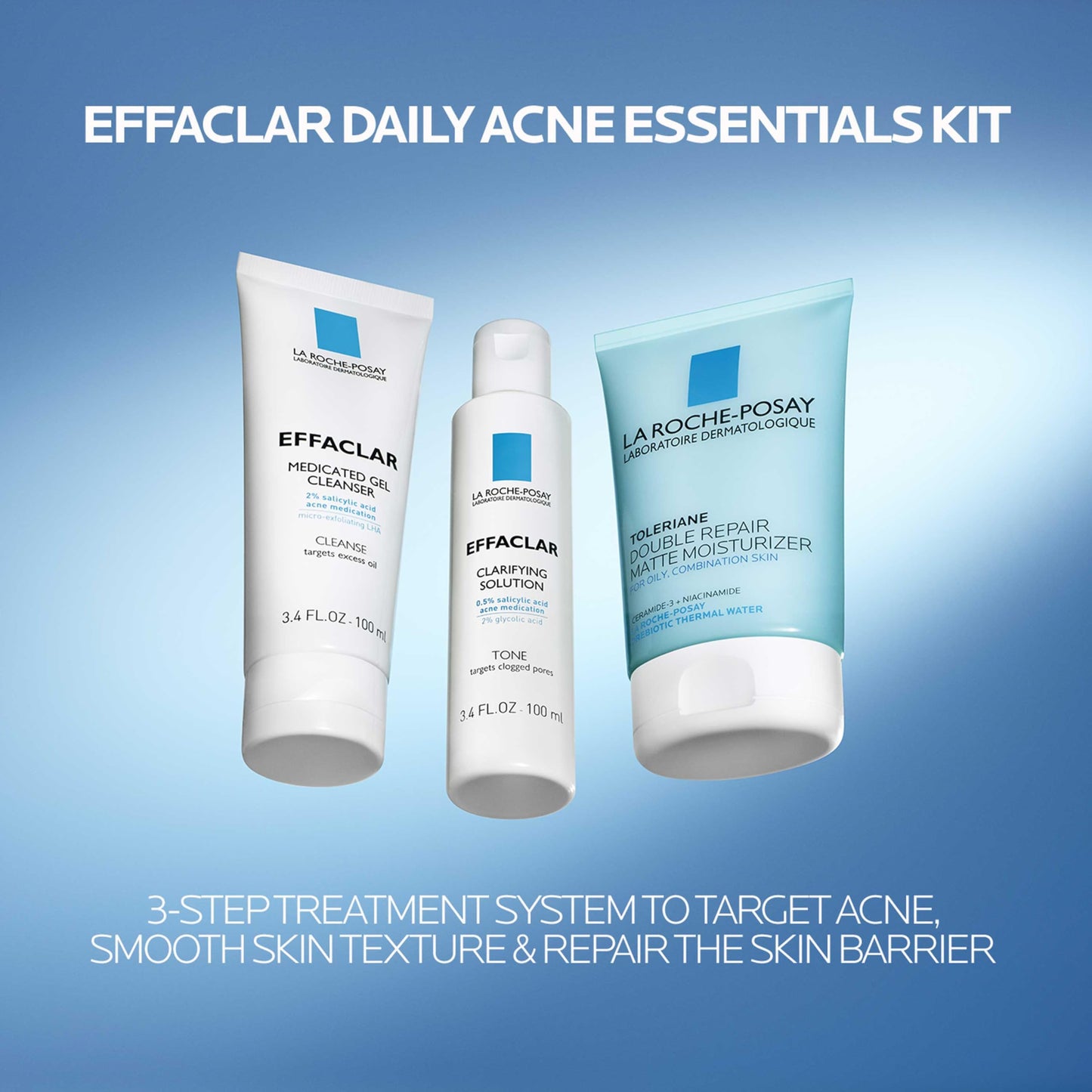Effaclar Daily Acne Essentials Kit, Acne Treatment System, Salicylic Acid Acne Cleanser, Pore Refining Toner, & Matte Face Moisturizer for Oily Skin Beauty and Personal Care La Roche-Posay