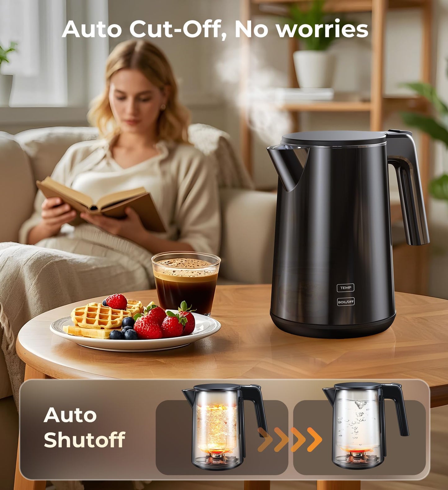 Electric Kettle 1.0L 1200W, 7 Temp Settings, 4H Keep-Warm, Fast-Boil Stainless Steel Electric Tea Kettle, 120V Water Boiler with Auto-Shut Off, Cool…