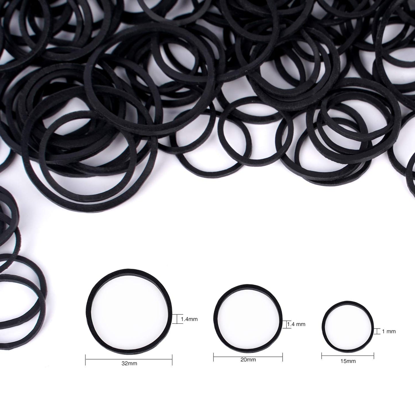 HOYOLS 1/2 Inch Small Black Rubber Bands for Hair Ties Elastics Mini Toddler Braids Ponytail Holders for Baby Girls Infants Kids Thick Hair No Damage