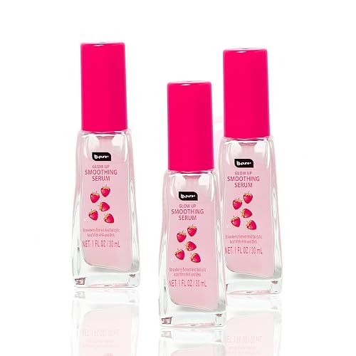 b.pure Glow Up Strawberry Smoothing & Exfoliating Face Serum | Strawberry Extract, Salicylic Acid & AHA/BHA | 1 oz, 3-Pack