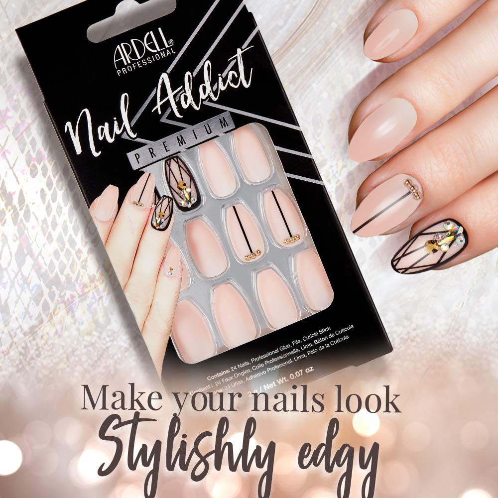 Ardell Nail Addict Premium Artificial Nail Set, Blush Geometric Crystals Beauty & Personal Care Ardell
