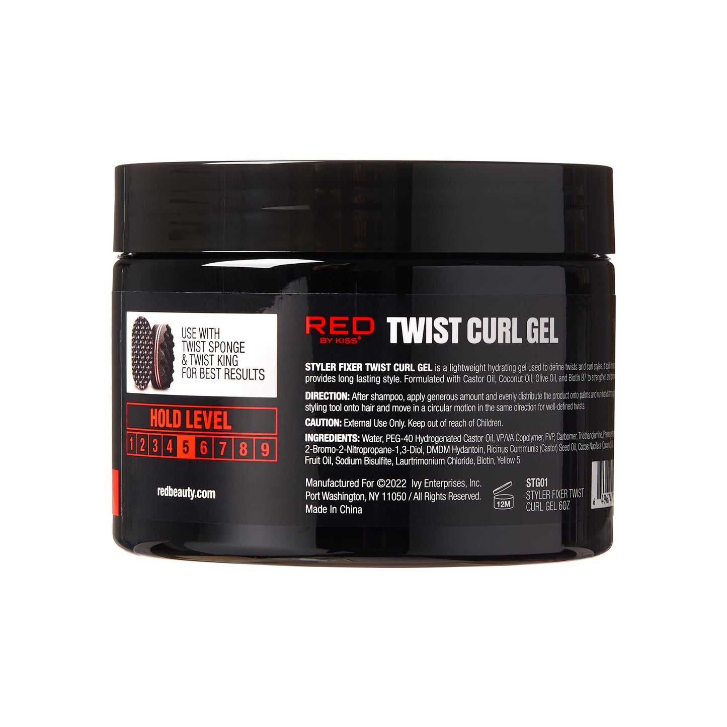 RED by Kiss X Bow Wow Styler Fixer Twist Curl Gel, Soft Hold for Afro Hair, Moisturizing with Coconut Scent, Ideal for 360 Waves & Twists, Nourished