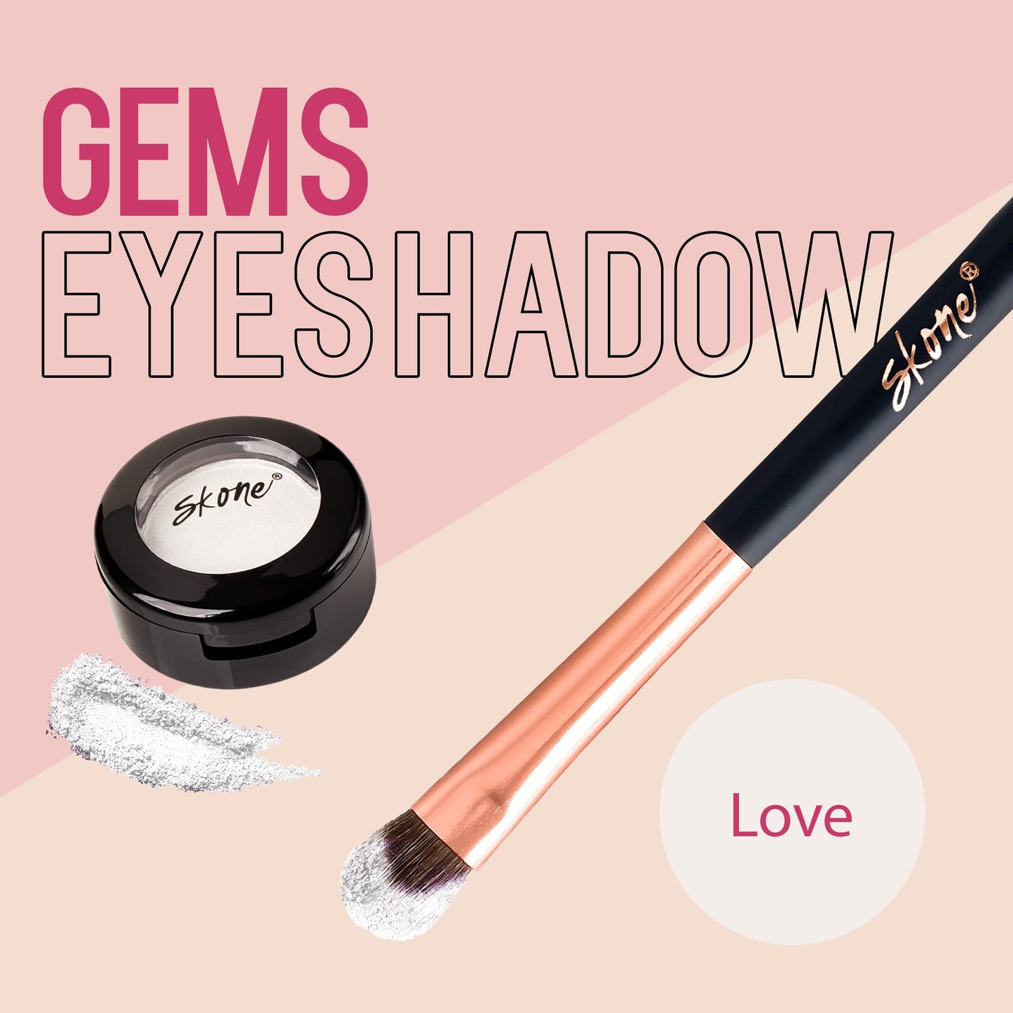 Skone Cosmetics Gems Eye Shadow, Highly Pigmented, Longwear Eye Makeup, Single Eyeshadow with Pro Shimmery Finish - Ultra-Blendable, Slightly Shimmer…