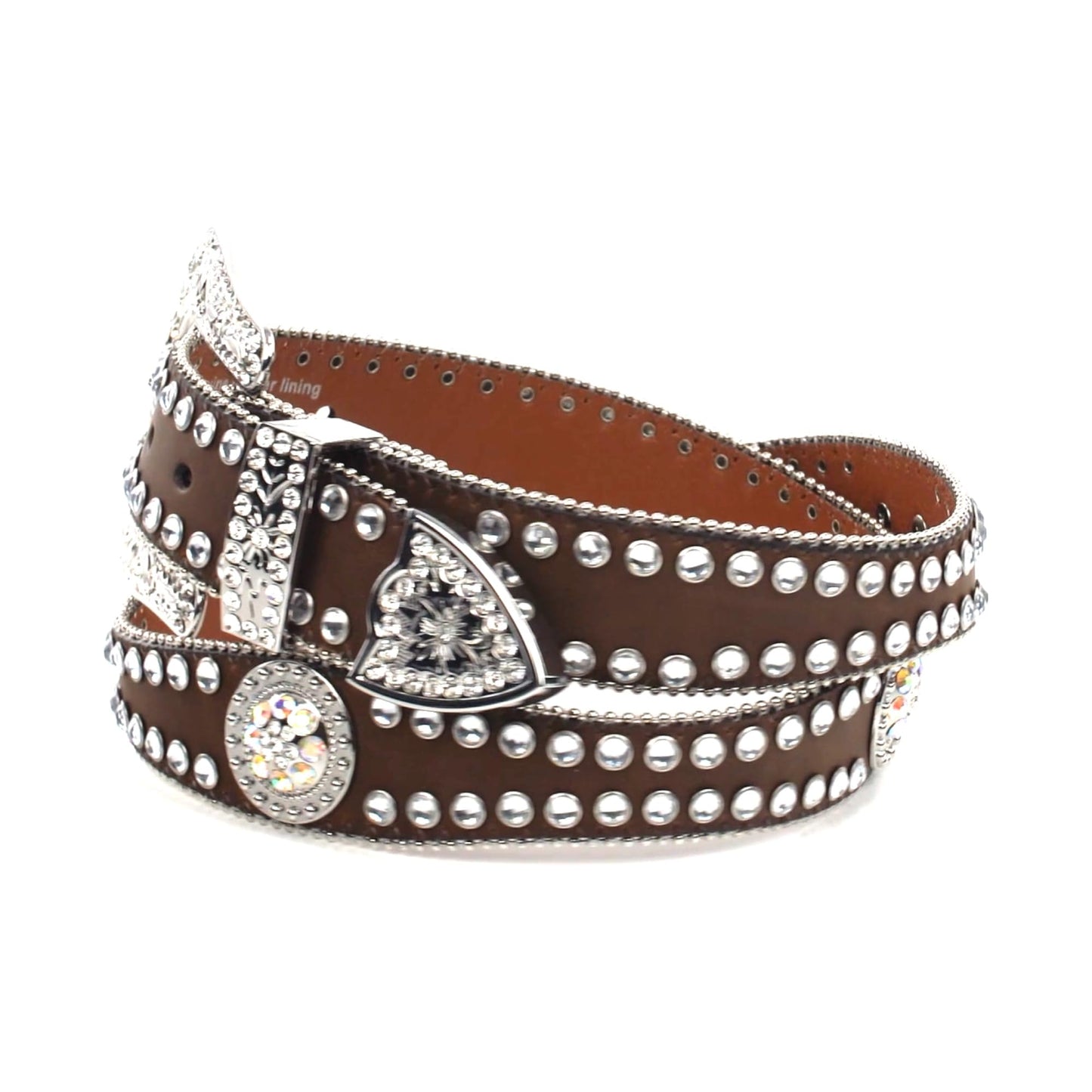 Blazin Roxx Women's Rhinestone Lined Concho Belt Med Brown X-Large