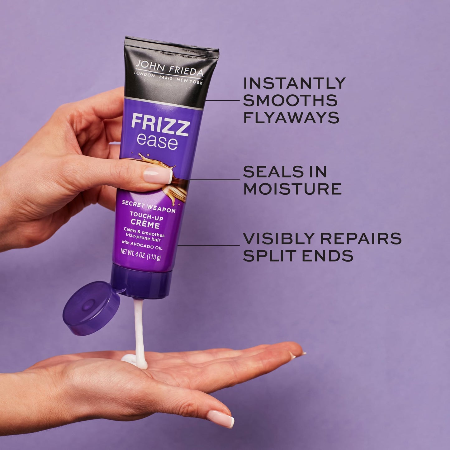 John Frieda Frizz Ease Secret Weapon Touch-Up Crème, Smoothing Cream for Flyaways, Frizz-Free & Split Ends, Infused with Avocado Oil to Seal in
