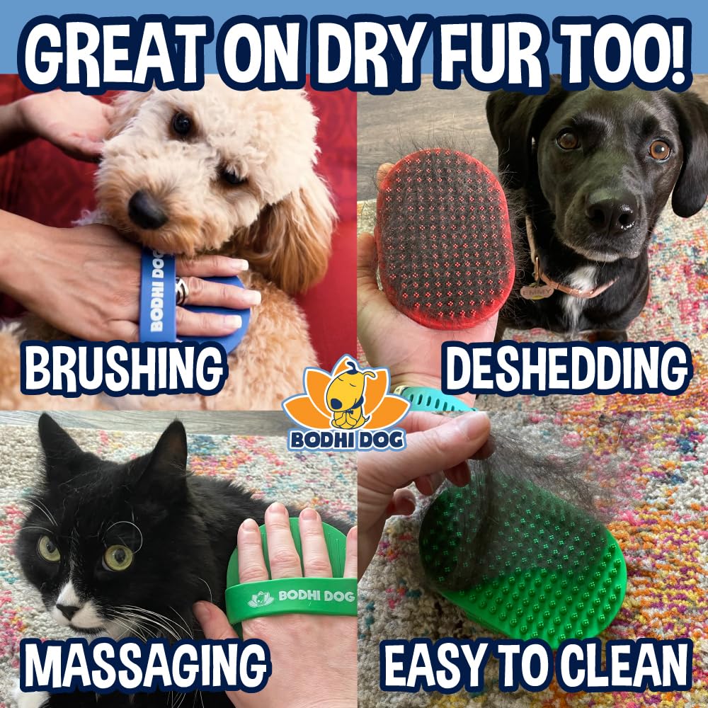 Bodhi Dog Shampoo Brush – Premium Grooming & Bath Scrubber for Cats & Dogs, Long & Short Hair, Bathing & Massage Tool, Blue (1 Pack)