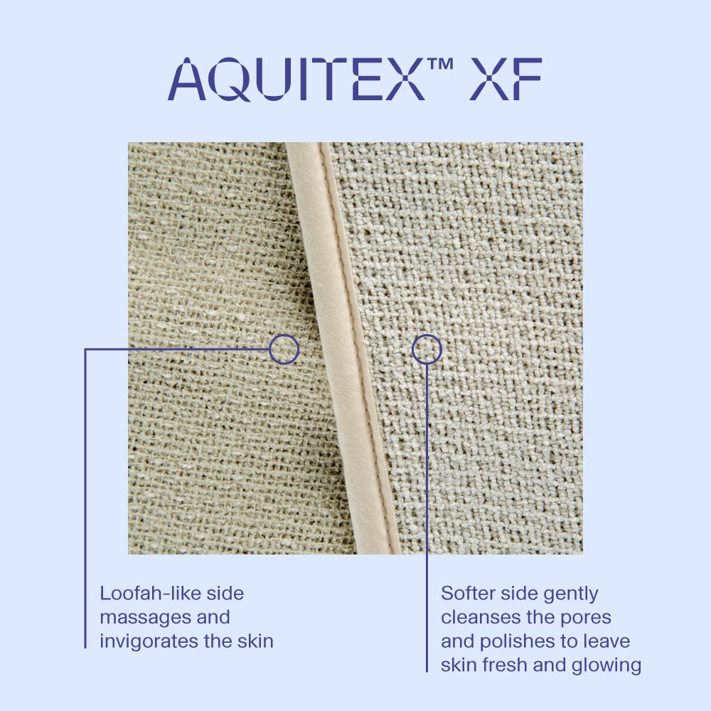 AQUIS Double-Sided Exfoliating & Cleansing Back Scrubber, Fast Drying, Ultra-Durable Microfiber, Linen