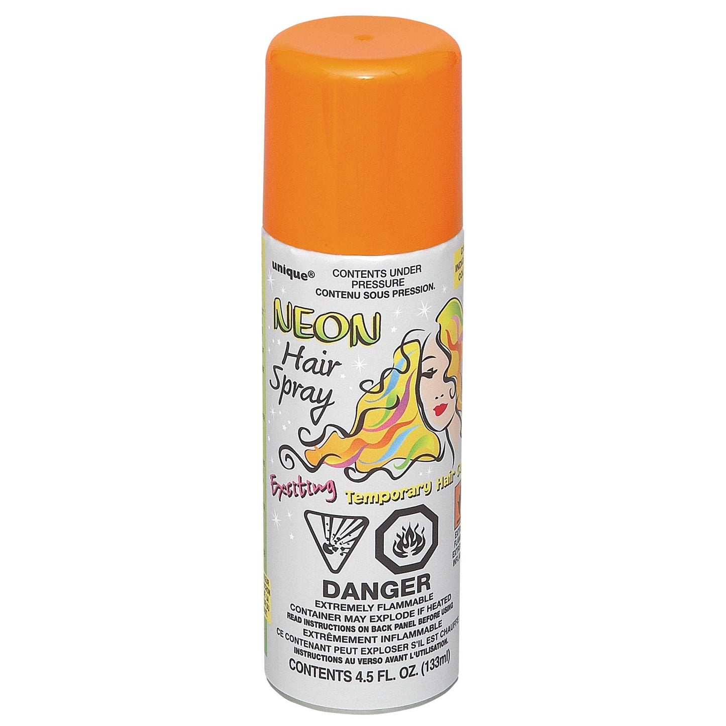 Neon Orange Temporary Hair Spray (4.5 fl. oz) 1 Count - Easy-to-Use Colorful Hair Styling for Festivals, Parties, and Events