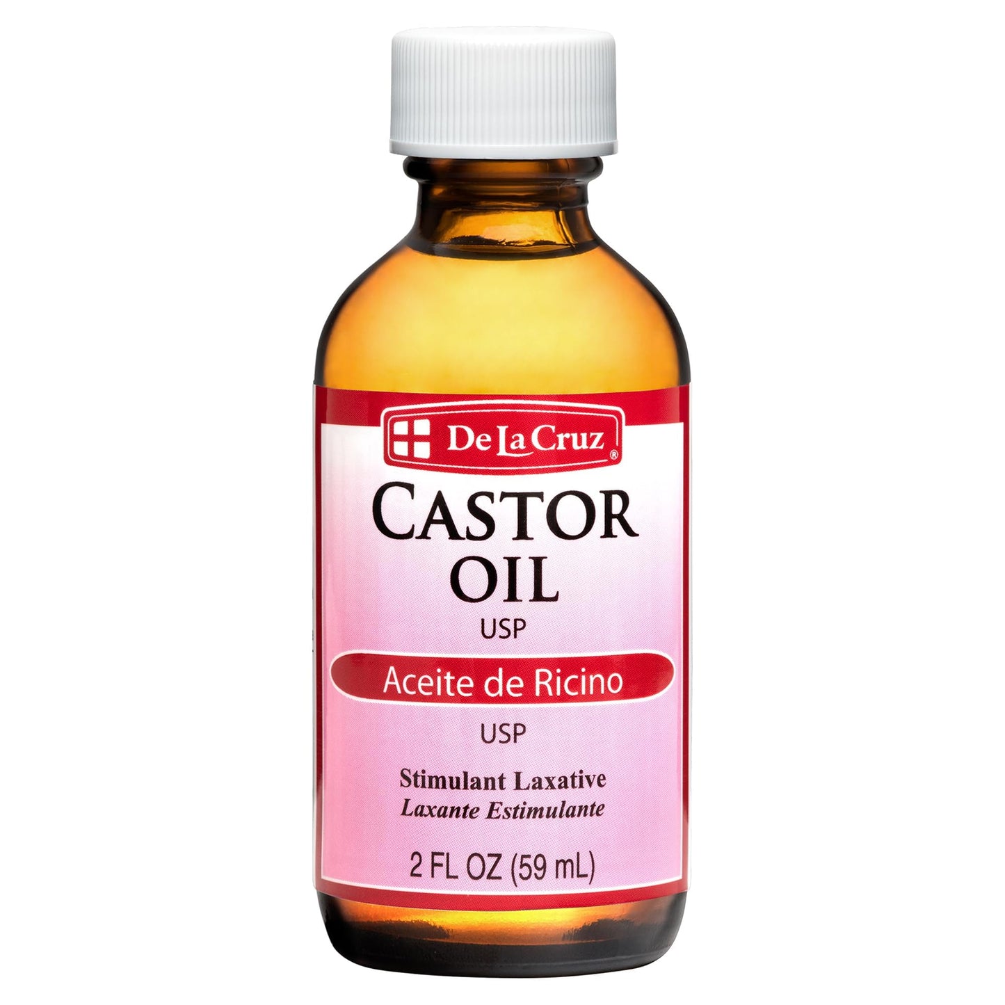 De La Cruz Castor Oil - 100% Pure Castor Oil for Hair, Skin, Eyelashes, and Eyebrows, Glass Bottle - USP Grade, 2 FL OZ