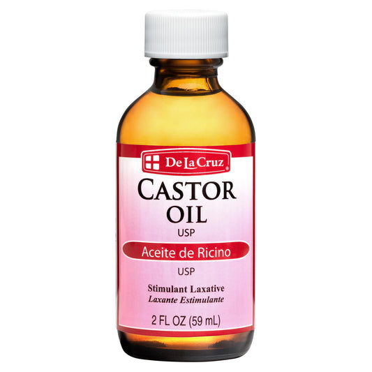 De La Cruz Castor Oil - 100% Pure Castor Oil for Hair, Skin, Eyelashes, and Eyebrows, Glass Bottle - USP Grade, 2 FL OZ