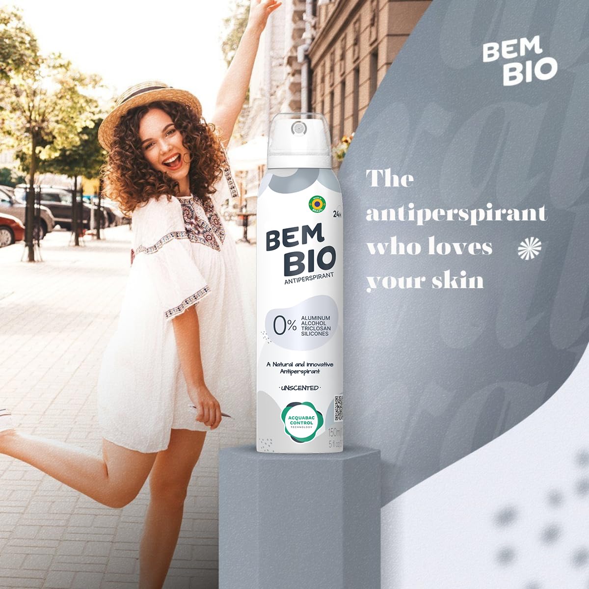 BemBio Unscented Biotranspirant Deodorant - Natural, Aluminum-Free, Vegan, 24-Hour Protection - Odor Control, Fragrance-Free - (5.07 fl oz) (3 UND) Beauty and Personal Care BEM BIO