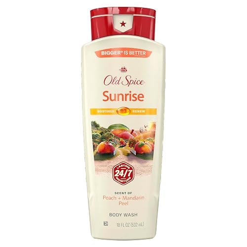 Old Spice Cleansing Body Wash for Men, 24/7 Shower Fresh with Lasting Scent, Moisturize & Renew, Gentle on Skin, Vitamin B3, Sunrise with Peach +