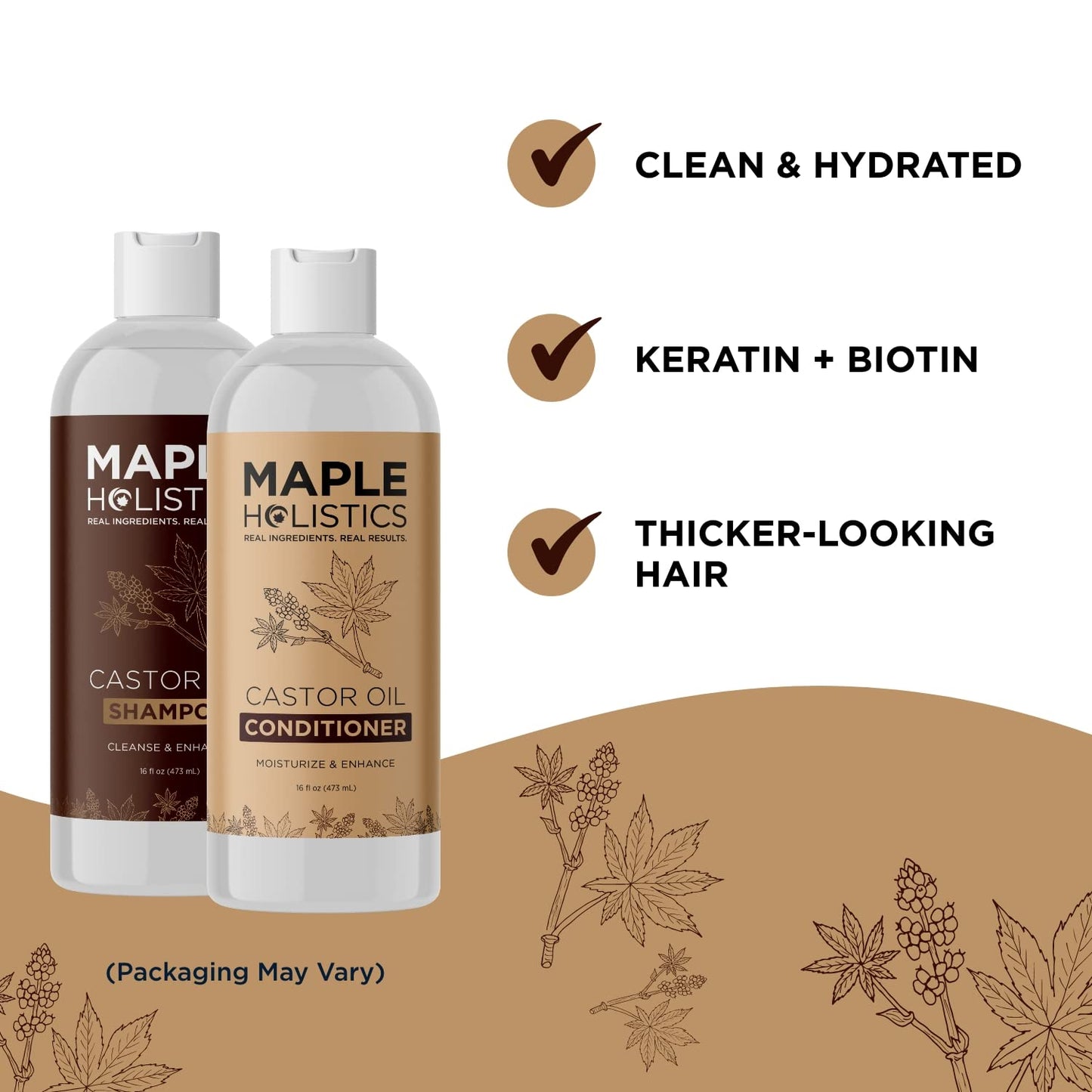 Castor Oil Shampoo and Conditioner Set - Jamaican Black Castor Oil Shampoo and Biotin Collagen Conditioner - Sulfate Free Shampoo and Conditioner