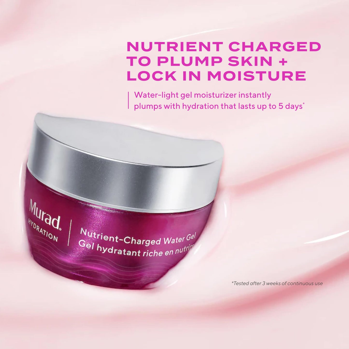 Murad Nutrient-Charged Water Gel - Hydrating Face Moisturizer with Peptides, Vitamins & Minerals for Dry Skin, Long-Lasting Moisture, Plump Skin
