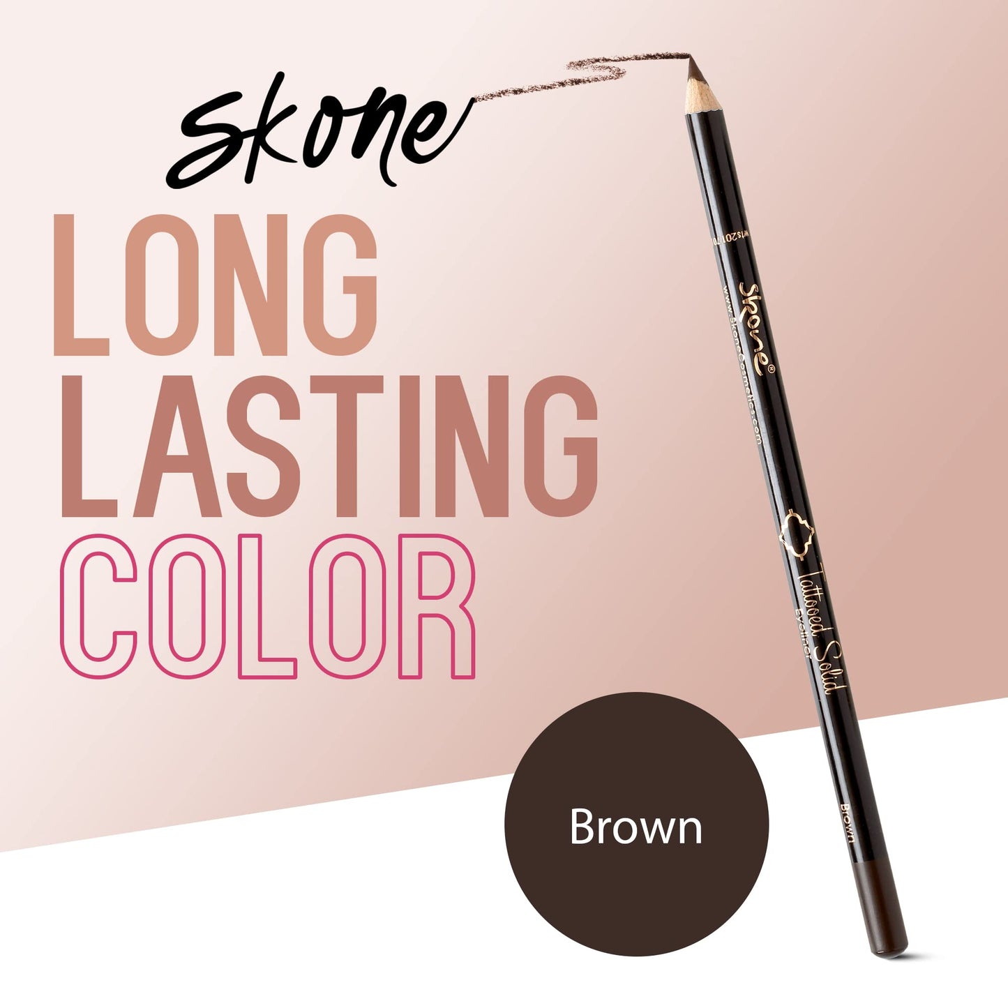 Skone Cosmetics Tattooed Solid Eyeliner - Eyeliner Pencil Black - Smooth Soft Gliding, Waterproof, No Smudging Pencil Eyeliner - Long Lasting Under