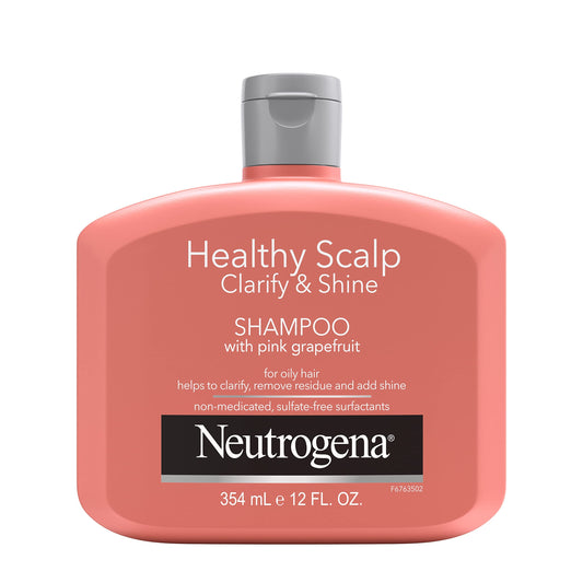 Neutrogena Exfoliating Healthy Scalp Clarifying Shampoo for Oily Hair & Scalp, Pink Grapefruit pH-Balanced Anti-Residue Formula Adds Shine, Sulfate