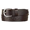 Eddie Bauer Women's Casual Leather Belts with Durable Metal Buckle, Center Lacing - Brown, Large