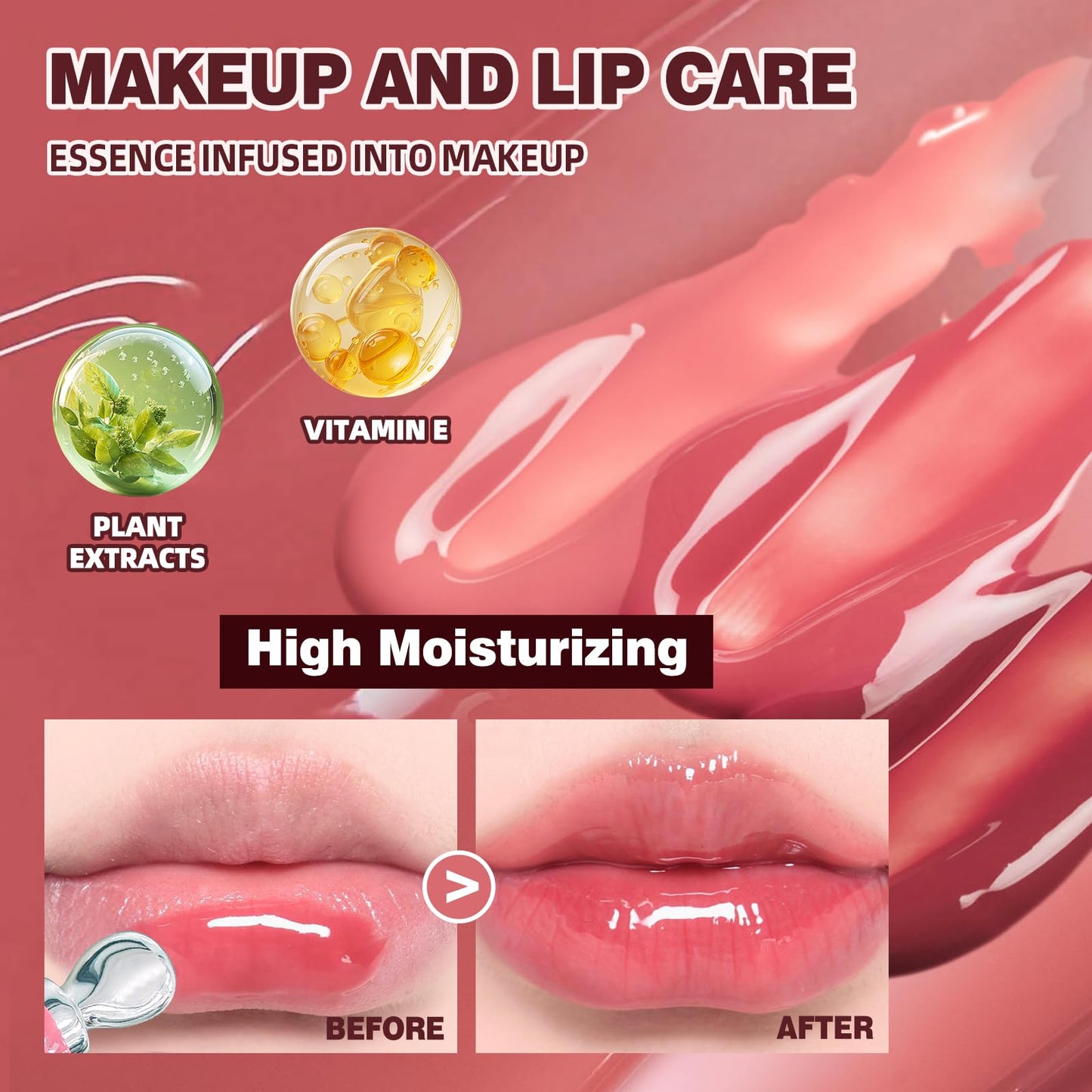 URQT Brightening Lip Serum, Hydrating Glossy Lip Oil with Metal Applicator, Plumping Moisturizing Lip Care Tint, Non-Sticky High Shine Lip Glow Beauty and Personal Care URQT