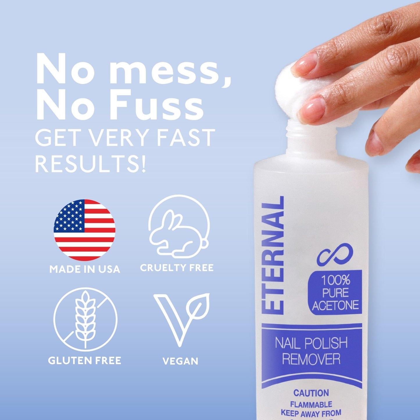 Eternal Gel Polish Remover for Nails - 100% Acetone Nail Polish Remover | Pure Acetone To Remove Acrylic Nails, Natural, Glue, Gel, Acrylic & Dip |