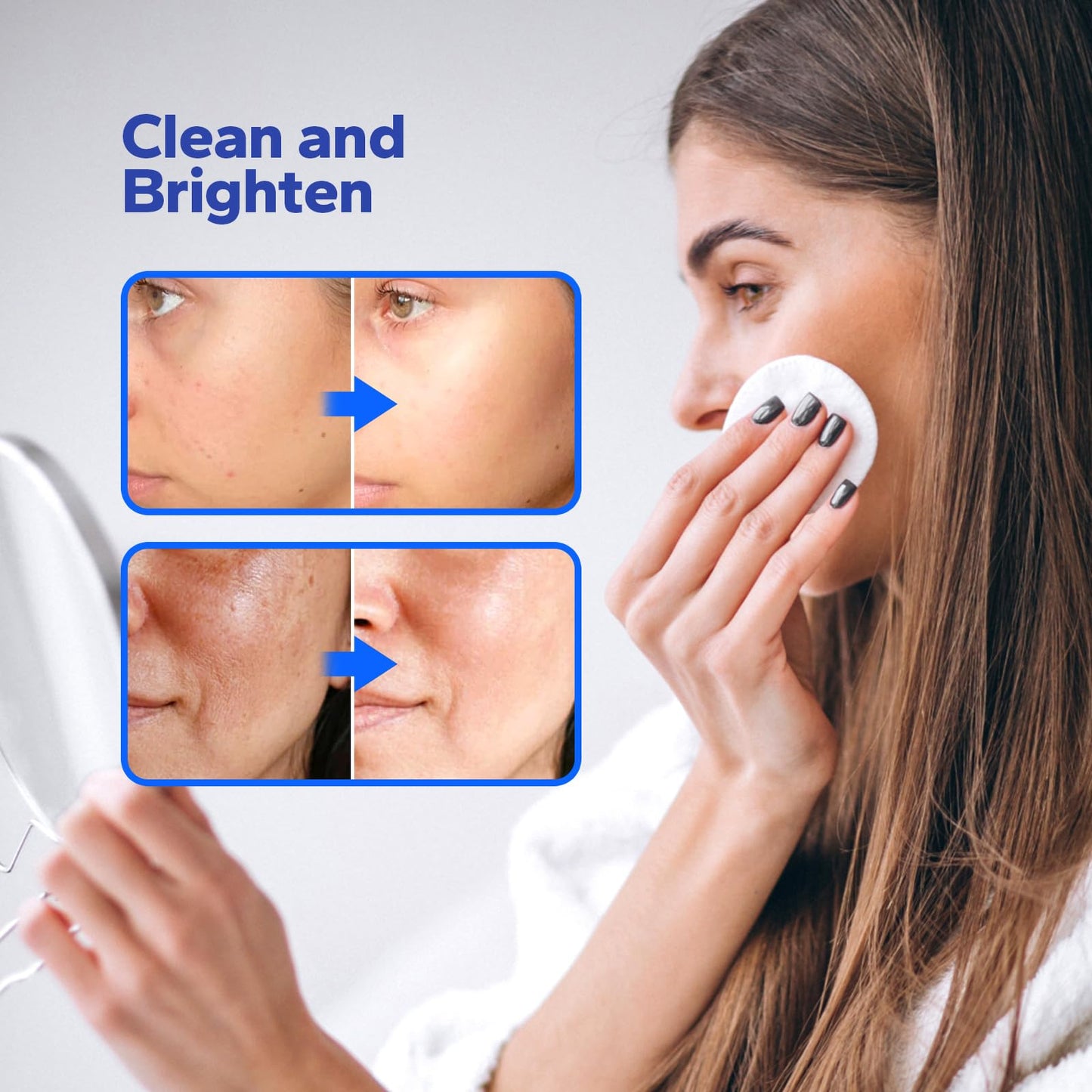 SilkyShark Glycolic Acid Resurfacing Pads (60 Count), 10% Ultra Pure + 2% Salicylic Acid, Exfoliating Peel Pads for Face, Effective Chemical Peel