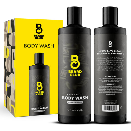The Beard Club Mens Body Wash - Heavy Duty Shower Gel for Men with Exfoliating Clean, Rich Lather & Signature Scent - Men’s Body Wash for Deep Beauty & Personal Care The Beard Club