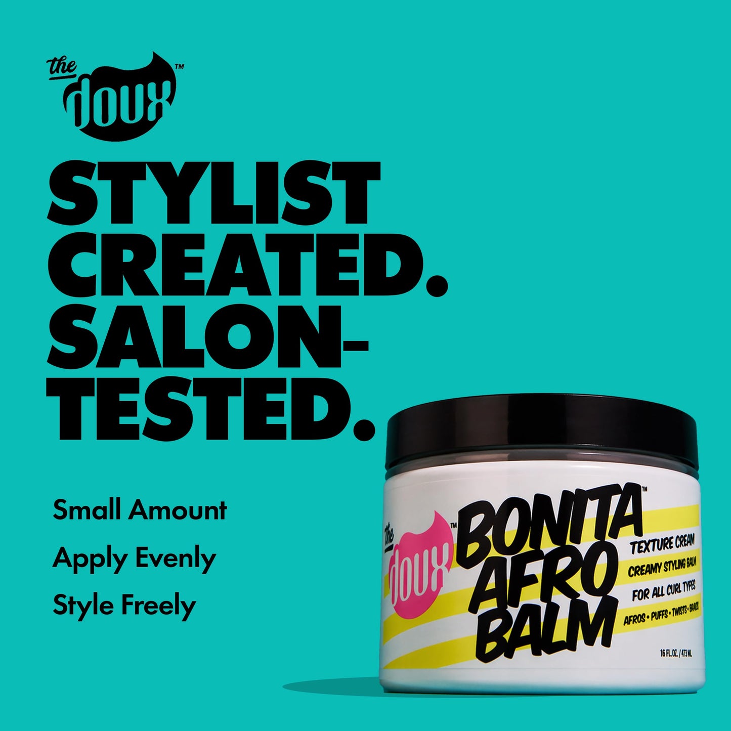 The Doux BONITA AFRO BALM - Texture Styling Cream - Pomade for Women and Men - Add Shine, Softness, and Moisture to Your Curls - Flyaway Hair Tamer